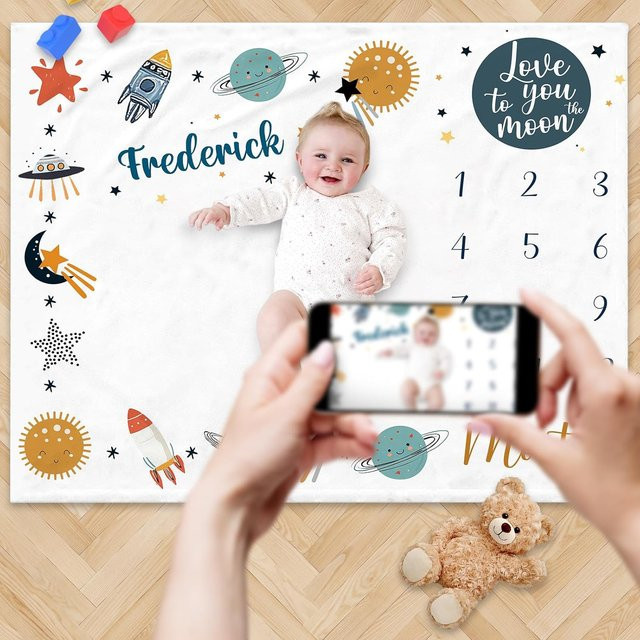 VIKAMA Babydecke aus Fleece als Meilenstein-Fotohintergrund für Jungen und Mädchen - Bild 1