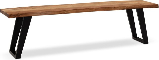 Moderne Sitzbank aus Holz und Metall, B/T/H: 120 x 40 x 18 cm - Bild 1
