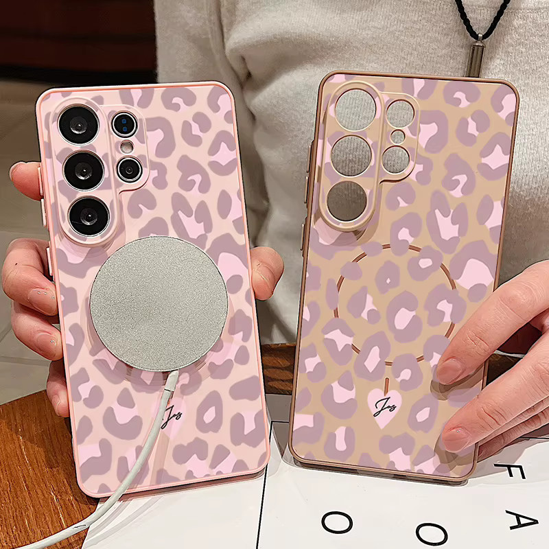 Magnetische Handyhülle mit Leopardenmuster in Rosa für Samsung Galaxy S25 S26 Ultra S24 S23 FE A17 A56 A37 A16 A55 A15 A36 A55 5G Cover - Bild 2