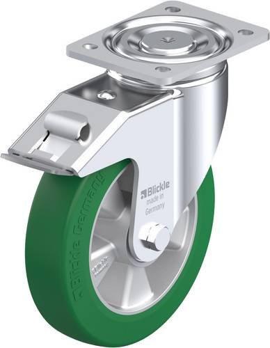 Blickle Lenkrolle LH-ALST 200K-FI mit Feststeller in Silber und Grün, Rad-Durchmesser: 200 mm, Tragfähigkeit: 750 kg - Bild 1