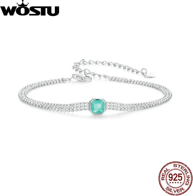 Wostu Armband, Sterling Silber, blau-grün Eisblume, Perlen, Damen - Bild 1