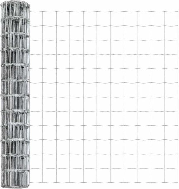 vidaXL Eurozaun aus PVC-beschichtetem Stahl in Silber, Höhe: 1 m, Länge: 25 m - Bild 1