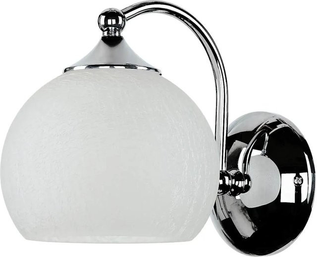 Licht-Erlebnisse Wandleuchte aus Metall und Glas in Chrom und Weiß, Höhe: 18 cm, E27 - Bild 1