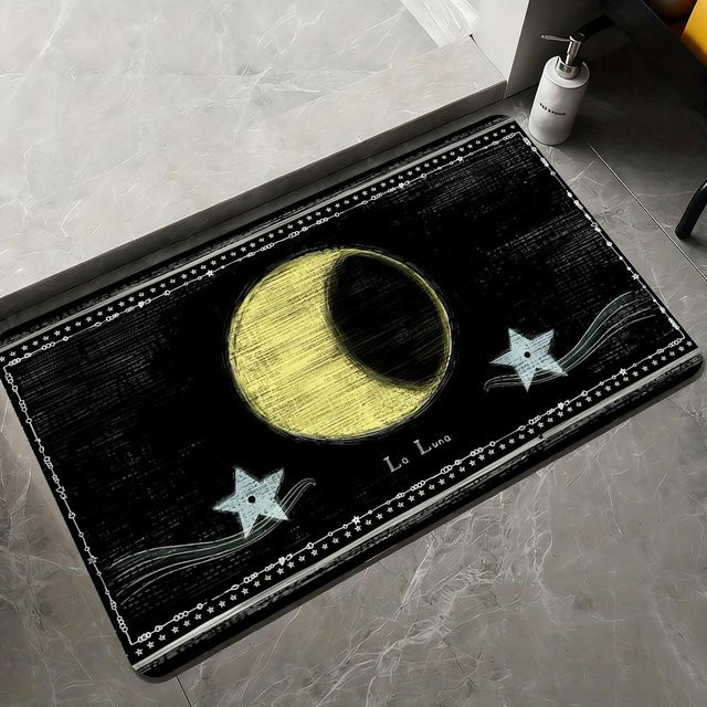 Shining Stars Bodenmatte aus Flanell in Schwarz mit Sternen-Design, weich und rutschfest für dein Wohnzimmer - Bild 1