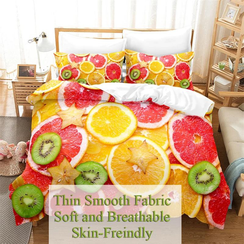 Binchi Fitness Bettwäscheset mit Frucht-3D-Design aus Mikrofaser, Mehrfarbig, B/H: 228 x 228 cm - Bild 2