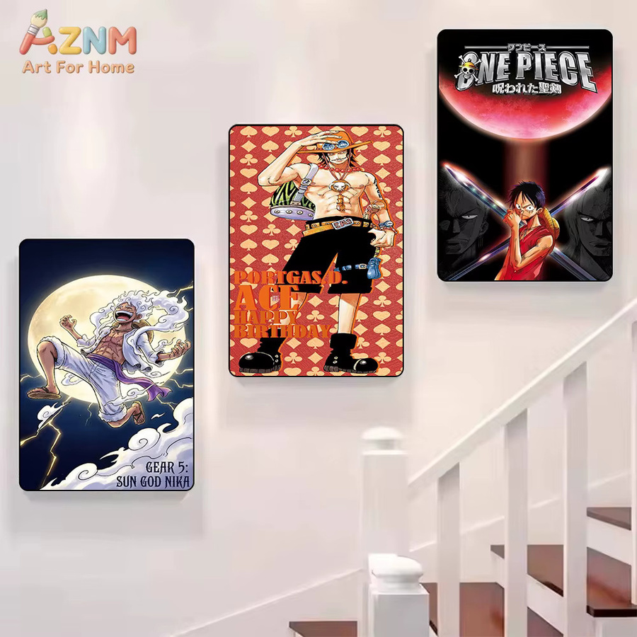 AZNM One Piece Anime Leinwand-Wandkunst Luffy Gear 5 Ace Sabo Jinbe Druckposter Multicolor ohne Rahmen - Bild 5