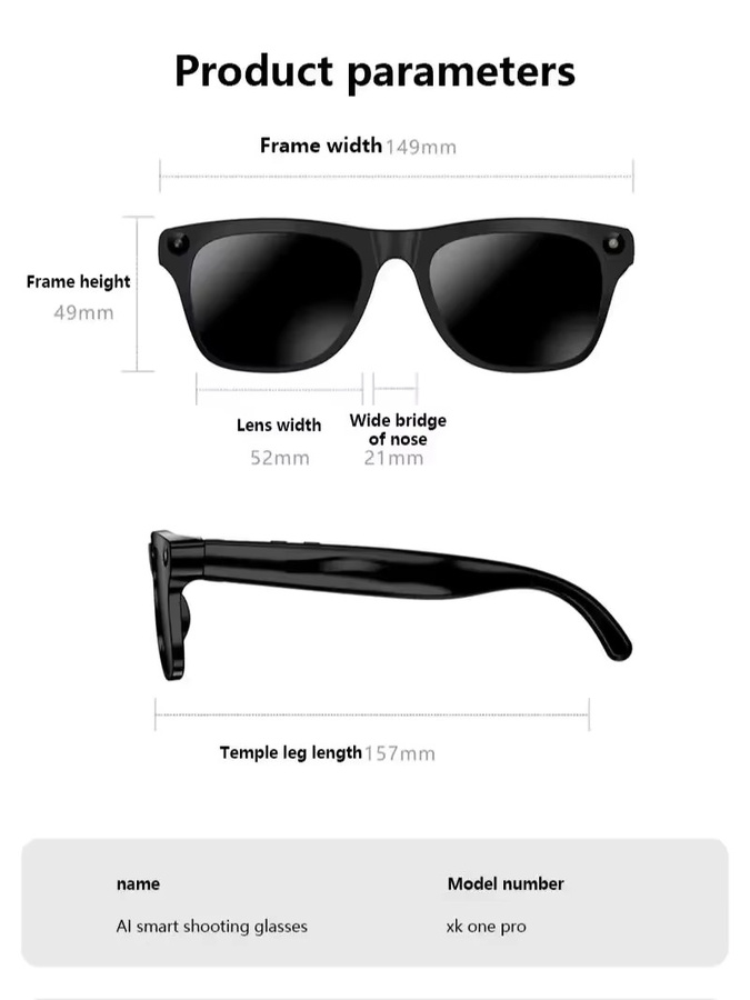 Lenovo Smart Glasses mit KI-Übersetzung, 8MP HD-Kamera für 8K-Aufnahmen, Bluetooth-Anruffunktion, Videoaufzeichnung und Musikwiedergabe in Schwarz oder Gold - Bild 6