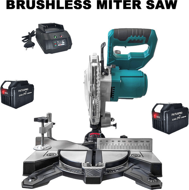 PATUOPRO 10 Zoll bürstenlose Akku-Gehrungssäge für Holz und Metall kompatibel mit Makita 18 V Akku - Bild 1