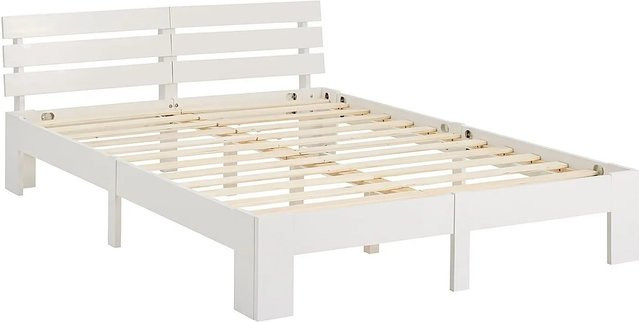 Homestyle4u Holzbett aus Kiefernholz mit Federkernmatratze in Weiß, Skandinavischer Stil, B/T/H: 140 x 200 x 67 cm - Bild 1