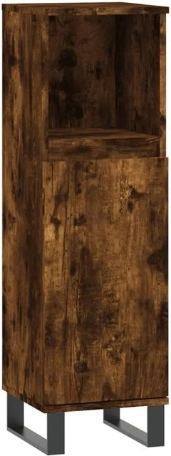 vidaXL Badschrank in Räuchereiche mit Türen und offenen Regalen im industriellen Stil, B/T/H: 30 x 30 x 100 cm - Bild 1