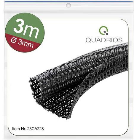 Quadrios Geflechtschlauch aus Polyester in Schwarz, Durchmesser: 3 bis 4 mm, Länge: 3 m - Bild 1