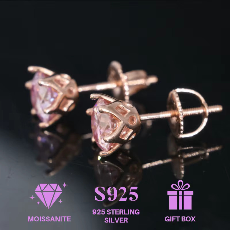 Ohrringe 925 Silber, Roségold, Moissanit, Damen - Bild 2