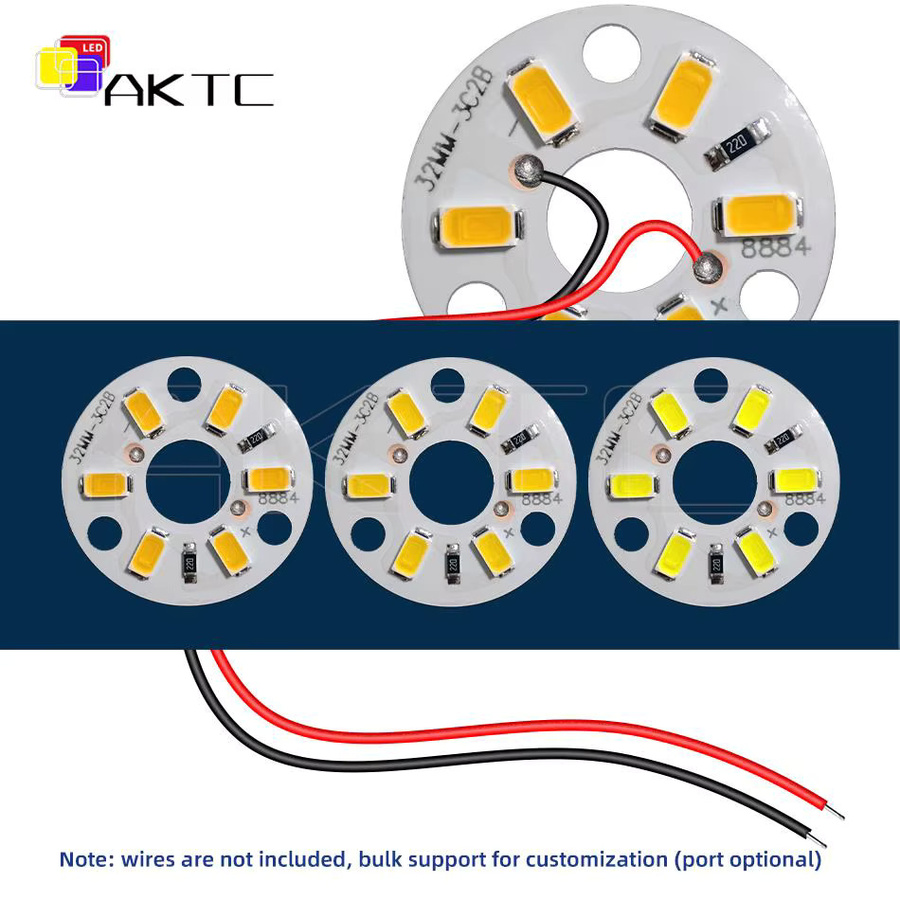 Ankatec 10er Set LED-Lichtplatinen SMD5730 mit 6 LEDs, DC 12 V, 3 Watt, Aluminium, Warmweiß, Durchmesser: 32 mm - Bild 3