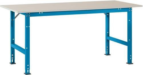 Manuflex PACKPOOL Standard Packtisch mit Melaminplatte in Licht-Blau (RAL 5012), B/T/H: 150 x 80 x 76-87 cm - Bild 1