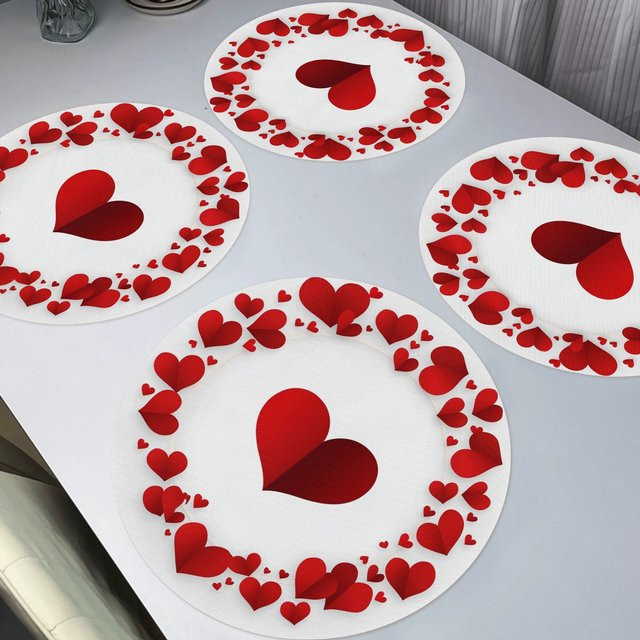 VIKAMA Runde Tischmatte Valentinstag Thema für Küche und Restaurant in modernem Design - Bild 1