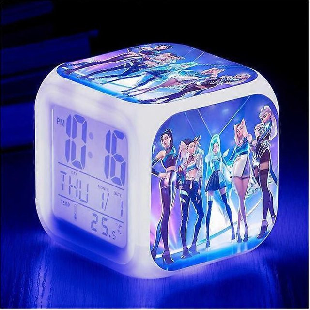 TAKARA TOMY Dämonenjäger Anime LED-Würfel Wecker mit bunter Lichtanzeige, Digitaluhr in Weiß - Bild 1
