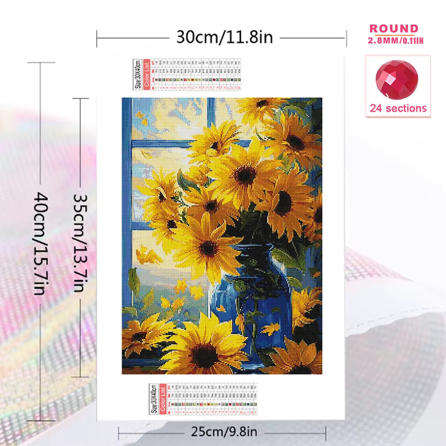 Evershine Diamantstickerei Set Sonnenblume in Gelb mit runden Steinen für dein DIY Bild B/H/T: 30 x 20 x 20 cm - Bild 2