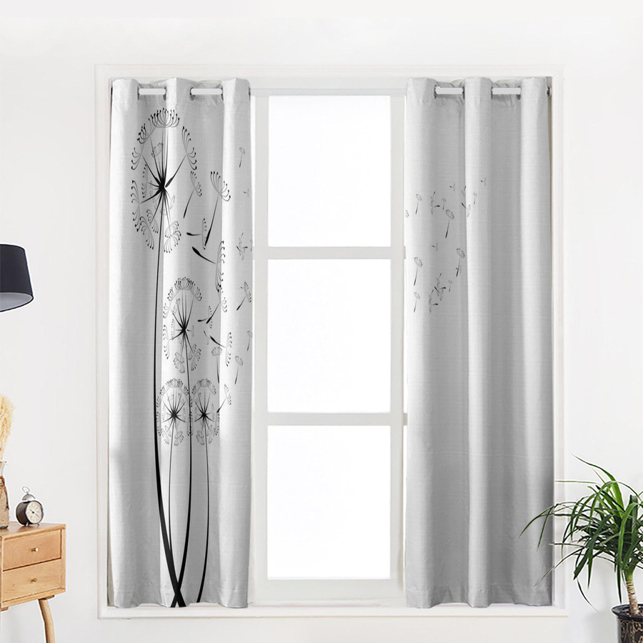 Super Six Vorhang mit Löwenzahn-Blumenmuster, semi-transparent, Polyester, Breite: 135 cm, Höhe: 60 cm - Bild 1