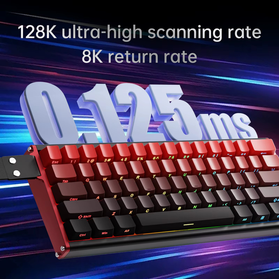 AJAZZ ALUX60 Rapid-Trigger Gaming-Tastatur mit Hall-Effekt Magnetischen Schaltern in Rot und 8K Polling-Rate - Bild 4