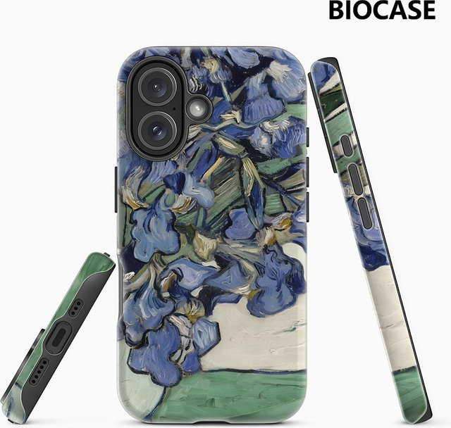 Blaue Irises Handyhülle für Apple iPhone 17 16 15 14 13 12 Pro Max Plus mit doppelschichtiger Rückseite - Bild 1