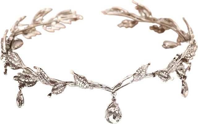 YULIN Tiara, Kristall, Strass, Wassertropfen, Blatt, Schwarz, Unisex - Bild 1