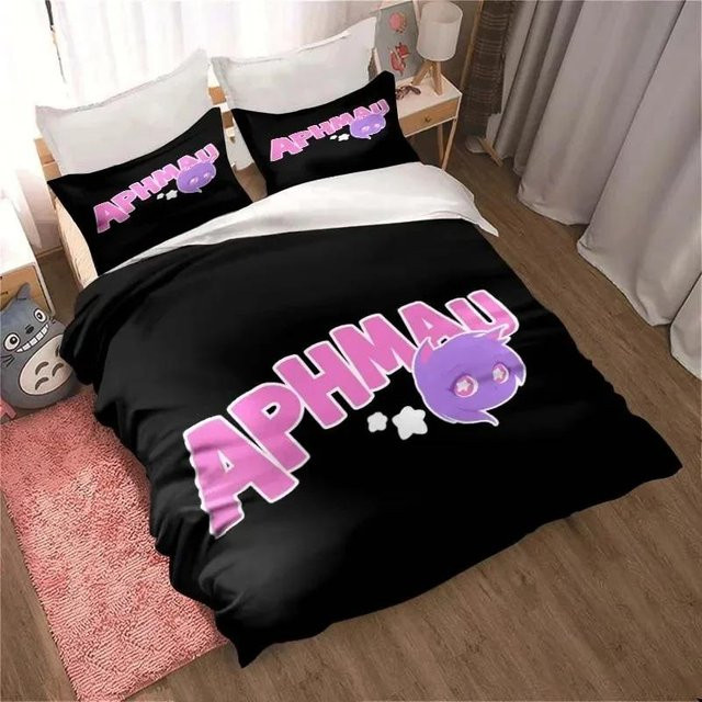 APHMAU Bettwäsche-Set mit Kawaii-Cartoon-Design, Bettbezug und Kissenbezug aus Mikrofaser, Farbe: Schwarz, B/H: 240 x 220 cm - Bild 1