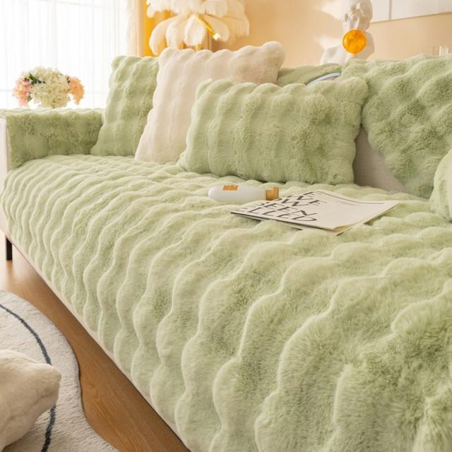 Plüsch Sofamatte mit Kaninchen-Design von Your Warm Home, grün, B/B: 120 x 90 cm - Bild 1
