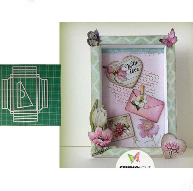 Metall Schneidwerkzeug Schablone für Scrapbooking und Fotoalben mit Fotorahmen Motiv in Silber - Bild 1