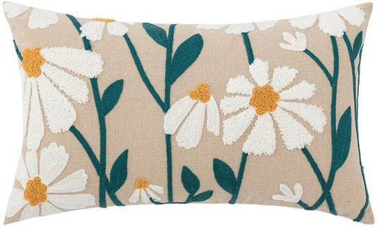 KORAN Kissenbezug mit floraler Bestickung im skandinavischen Stil, Farbe: Beige, B/H: 45 x 45 cm - Bild 1