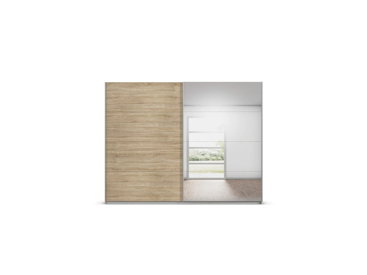 RAUCH Quadra Schwebetürenschrank mit Spiegelelementen in Orange und Eiche, B/H: 271 x 210 cm - Bild 3