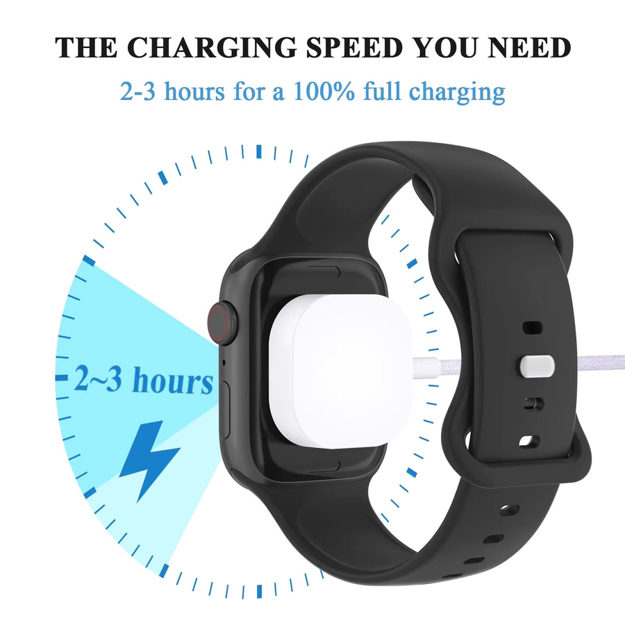 IEOVIEE USB Typ C Ladekabel für Apple Watch Serie Ultra 2 3 4 5 6 7 8 9 SE in Weiß mit Textil/NATO Nylon-Design - Bild 2
