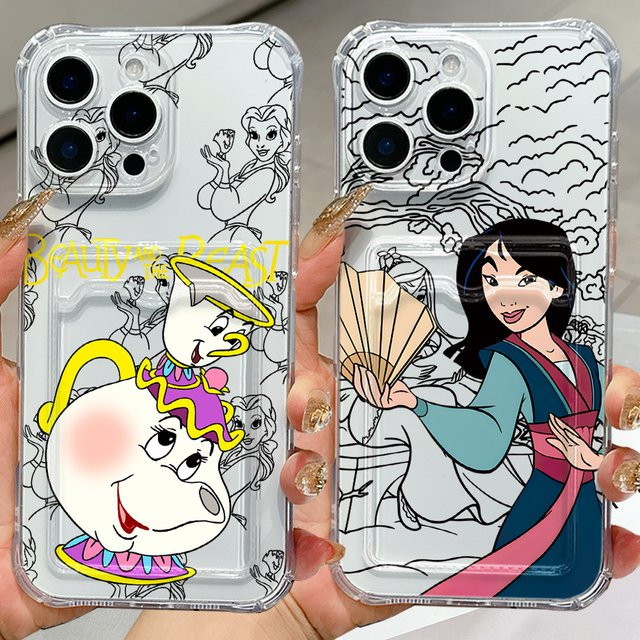 Transparente Handyhülle mit Kartenhalter für Samsung Galaxy S26 S25 S24 S23 S22 S21 FE Edge Ultra M53 M54 5G im Mulan Prinzessin Design - Bild 1