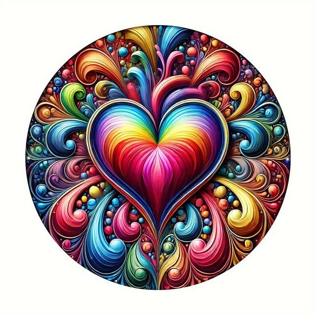 Rundes Winterkranzschild von Potdemiel aus Aluminium mit Regenbogenherz-Design in Multicolor, Durchmesser: 20,3 cm - Bild 1