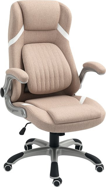 Vinsetto Ergonomischer Bürostuhl mit Kopfstütze und klappbaren Armlehnen in Hellbraun - Bild 1