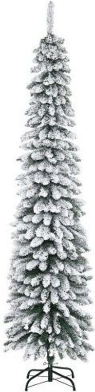 HOMCOM Künstlicher Weihnachtsbaum mit Schneeeffekt, Design schmal und feuerfest, Höhe: 210 cm, Grün/Weiß - Bild 1