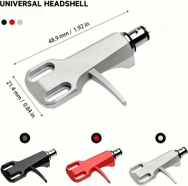 Universelle LP-Plattenspieler-Tonabnehmerhalterung mit Anschlusskabeln in Grau - Bild 1