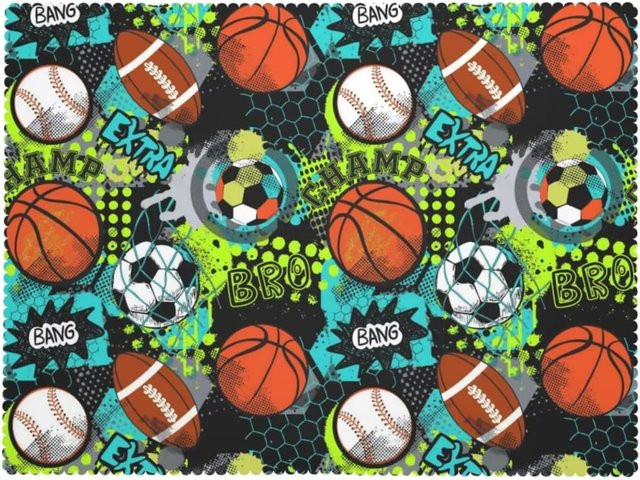 Waschbare rechteckige Tischdecke von JMG Household Supplies mit Sport-Motiv in Türkis und Hellgrün, B/T: 90 x 140 cm - Bild 1