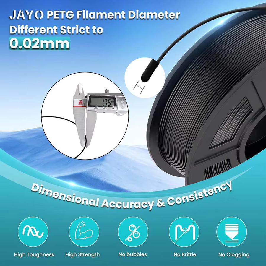JAYO PETG 3D-Drucker-Filament Transparent, Durchmesser: 1,75 mm, Gewicht: 1,1 kg - Bild 5