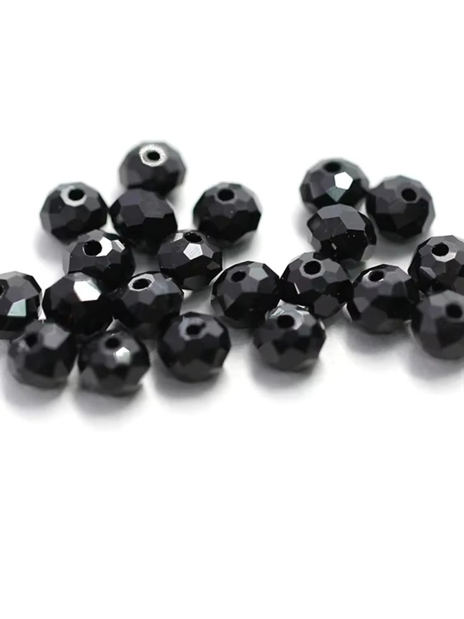QIAO Perlen, schwarz, facettiert, Glas, 4-8mm, Unisex - Bild 2