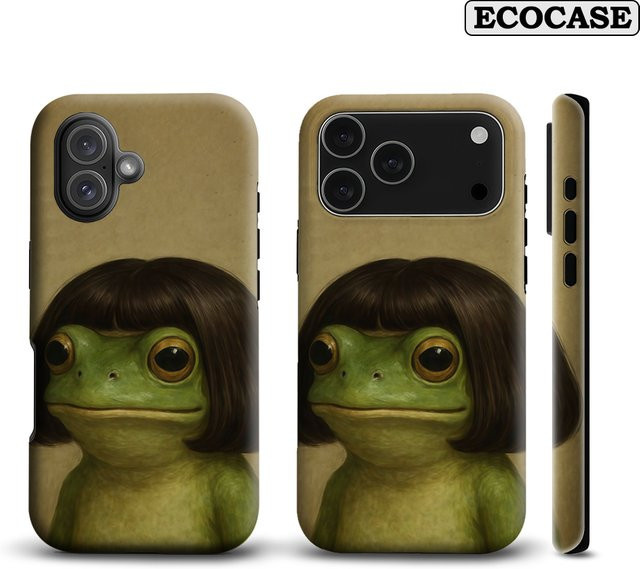 Wigged Funny Frog Handyhülle für iPhone 17 16 15 14 13 12 11 Pro Max Plus mit doppelschichtiger Rückseite - Bild 1