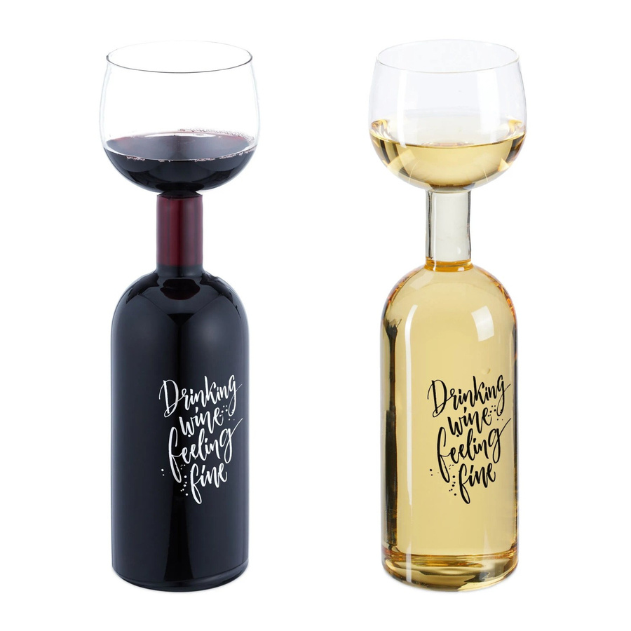 Relaxdays Weinflaschenglas aus Glas in Transparent mit Spruch, 220 g - Bild 2