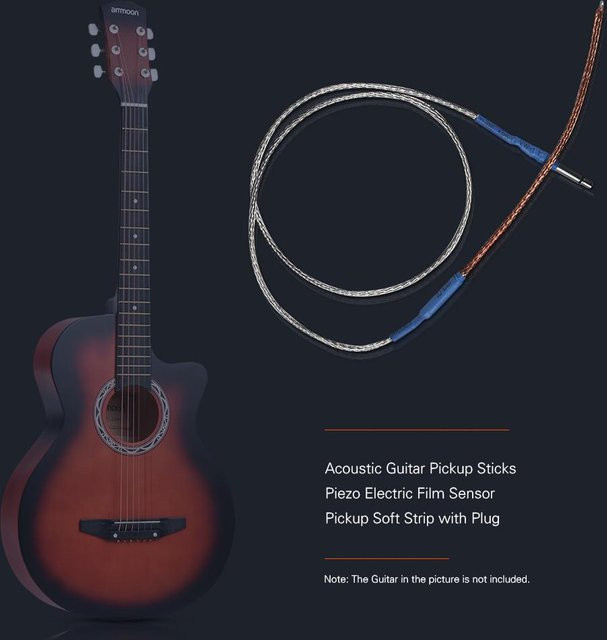 TOMTOP JMS Piezoelektrischer Filmsensor Pickup Sticks Soft Strip für Folk Akustikgitarre in Silber - Bild 1