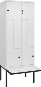 C+P Z-Spind Classic PLUS Sitzbank mit 4 Fächern und Sicherheits-Drehriegel, Farbe: Grau, B/T/H: 212,0 x 80,0 x 81,5 cm - Bild 1