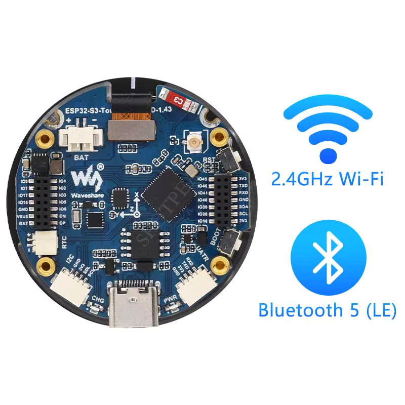 Waveshare ESP32-S3 Development Board mit 1,43 Zoll AMOLED Runddisplay in Schwarz, 466x466 Pixel, QSPI Schnittstelle - Bild 3