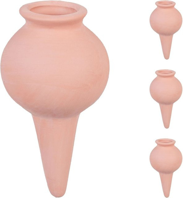 Relaxdays Tonkegel 4er Set aus Keramik in Terrakotta für Zimmerpflanzen, Balkonkästen und Hochbeete, Höhe: 12 cm, Durchmesser: 6 cm - Bild 1