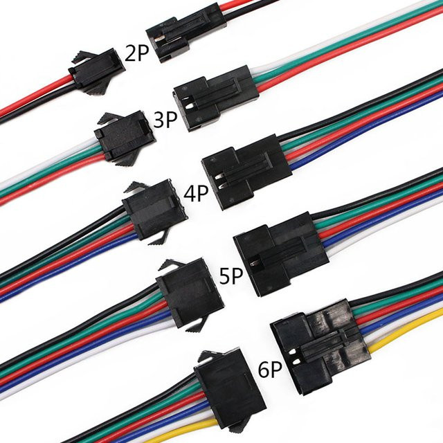 WeeTisa LED Verlängerungskabel mit SM2P bis SM6P Steckern für 3528 5050 RGB RGBW LED Streifen in Schwarz - Bild 1
