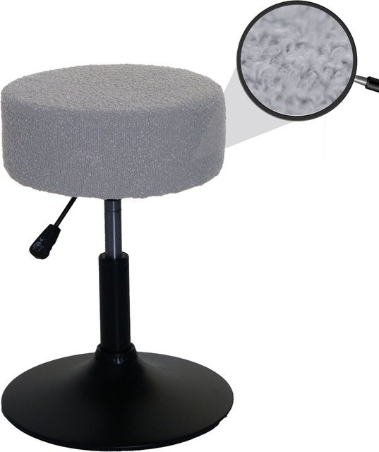 MCW Sitzhocker C22 höhenverstellbar und drehbar mit Bouclé-Stoffbezug in Grau, Durchmesser: 37 cm - Bild 3