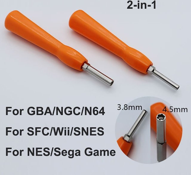 JCDScrewdriver 2-in-1 Sicherheits-Schraubendreher Gamebit für NES SNES N64 GameBoy SFC NGC Wii in Orange, 3,8 mm und 4,5 mm - Bild 1