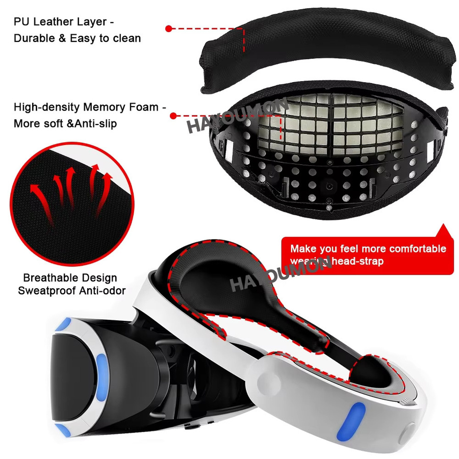 Pogopirate Kopfbandpolster für PSVR Gen1 in Schwarz zur Reduzierung von Kopfdruck als komfortables VR-Zubehör - Bild 3