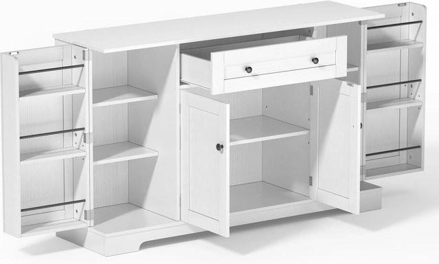 okwish Küchenbuffet in Weiß mit Schublade und Regaltüren, B/H/T: 138 x 85 x 40 cm - Bild 1
